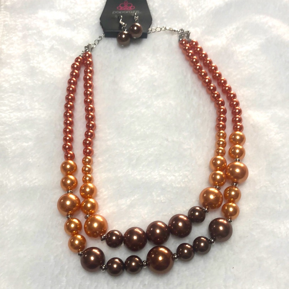 Paparazzi Orange Brown Beaded Necklace